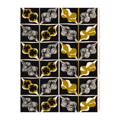 Marimekko Rukinlapa obltammit puuvillakangas tummansininen-vihreä-valkoinen