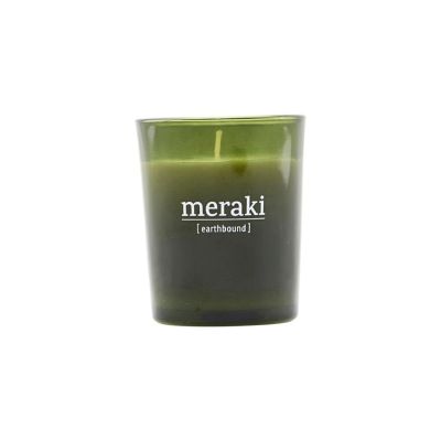 Meraki Meraki tuoksukynttilä vihreä lasi, 12 tuntia Earthbound | Alk. 7,60 €