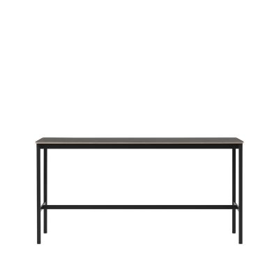 Muuto Base High -baaripöytä Black linoleum, musta runko, vanerireuna, l 50 p 190 k 95