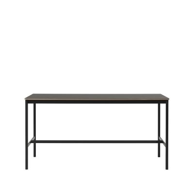 Muuto Base High -baaripöytä Black linoleum, musta runko, vanerireuna, l 85 p 190 k 95