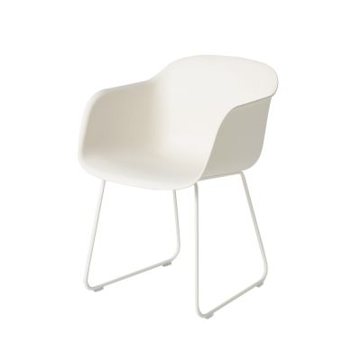 Muuto Fiber käsinojallinen tuoli sled base Natural white, valkoiset jalat | Alk. 309,00 €