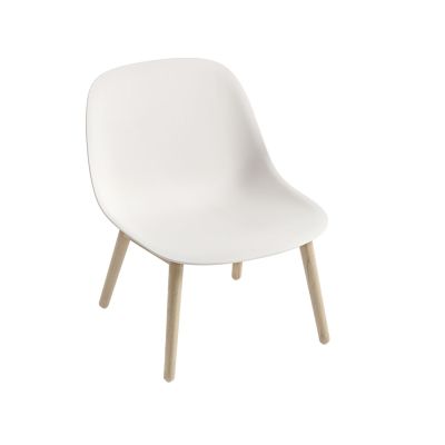 Muuto Fiber loungetuoli wood base Natural white, tammijalat