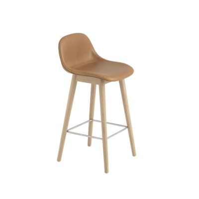 Muuto Fiber selkätuellinen baarituoli Nahka cognac, tammijalat, korkea | Alk. 899,00 €