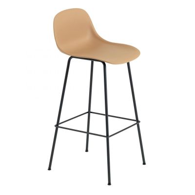 Muuto Fiber Tube baarijakkara selkänojalla 75 cm okra-musta | Alk. 285,00 €
