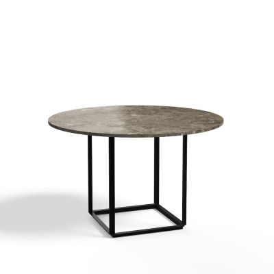 New Works Florence ruokapöytä pyöreä Gris du marais marble, ø 120 cm, musta runko | Alk. 2 173,00 €
