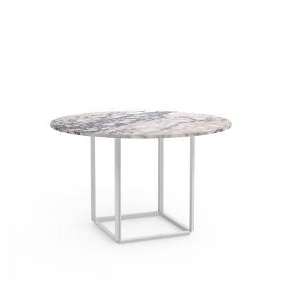 New Works Florence ruokapöytä pyöreä White viola marble, ø 120 cm, valkoinen runko | Alk. 2 288,00 €