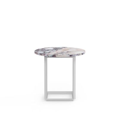 New Works Florence sivupöytä White viola marble, ø 50 cm, valkoinen runko | Alk. 515,00 €