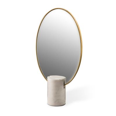 POLSPOTTEN Oval Marble -pöytäpeili Valkoinen | Alk. 98,90 €