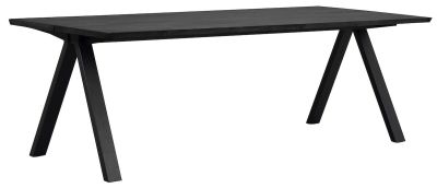 Rowico Carradale ruokapöytä 220x100 cm musta V-jaloilla | Alk. 1 529,00 €
