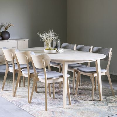 Rowico Filippa-Kato ovaali 6-hengen ruokailuryhmä valkoöljytty tammi/valkolakatt | Alk. 2 493,00 €