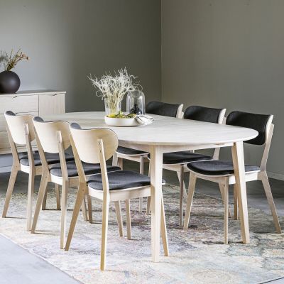 Rowico Filippa-Kato ovaali 6-hengenruokailuryhmä valkoöljytty tammi/valkolakattu | Alk. 2 493,00 €