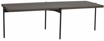 Rowico Shelton sohvapöytä 145x60 cm öljytty ruskea, mustat metallijalat