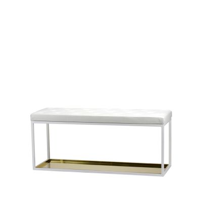 Scherlin Penkki 11 Valkoinen, valkoinen nahka, messinkilevy | Alk. 1 755,00 €