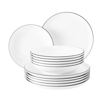 Seltmann Weiden Lido black line -astiastosarja 12 osaa Valkoinen mustalla reunalla | Alk. 160,60 €