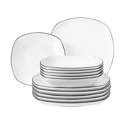 Seltmann Weiden Lido black line -astiastosarja nelikulmainen 12 osaa Valkoinen mustalla reunalla | Alk. 177,90 €