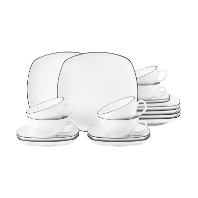 Seltmann Weiden Lido black line -teeastiasto nelikulmainen 18 osaa Valkoinen mustalla reunalla | Alk. 152,80 €