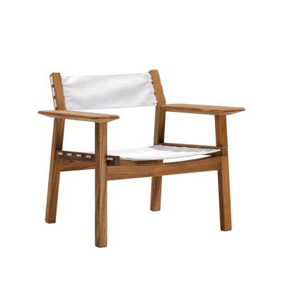Skargaarden Djurö lounge-nojatuoli Batyline white, tiikki | Alk. 1 059,00 €