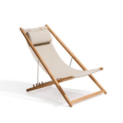 Skargaarden H55 lepotuoli tiikki Sunbrella Heritage Ash light grey