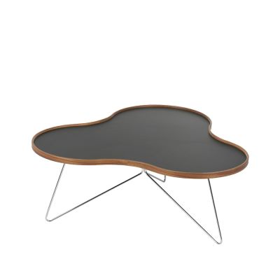 Swedese Flower pöytä 107 x 114 cm Musta, 39 cm, saksanpähkinäreuna, kromirunko | Alk. 1 580,09 €