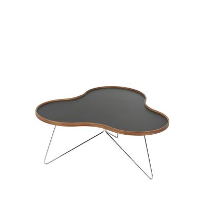 Swedese Flower pöytä 84 x 90 cm Musta, 39 cm, saksanpähkinäreuna, kromirunko | Alk. 1 340,09 €
