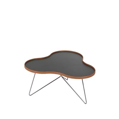 Swedese Flower pöytä 84 x 90 cm Musta, 45 cm, saksanpähkinäreuna, kromirunko | Alk. 1 340,09 €
