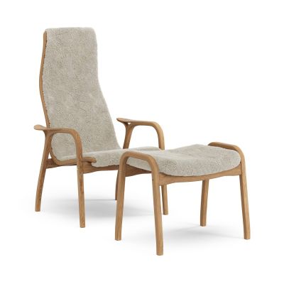 Swedese Lamino nojatuoli ja jalkarahi öljytty tammi/lampaannahka Moonlight (beige) | Alk. 2 811,00 €