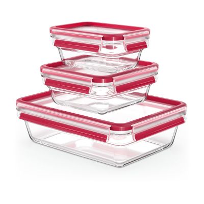 Tefal MasterSeal Lasinen eväsrasia, 3-pakkaus Punainen | Alk. 44,90 €