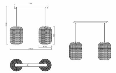 Trio Runa riippuvalaisin 2x35 cm mattamusta/ruskea | Alk. 92,50 €