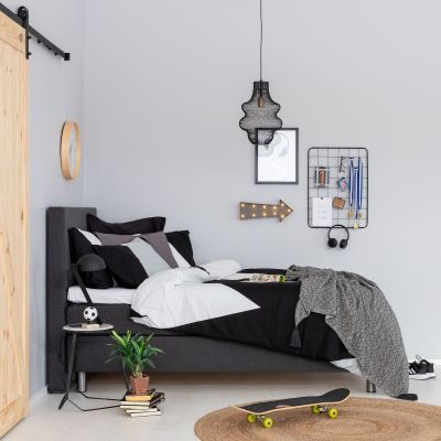 Unia 100 jenkkisänkypaketti 140x200 cm tummanharmaa, 5 cm prof vm, metallijalat | Alk. 1 119,00 €