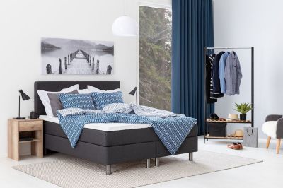 Unia 100 jenkkisänkypaketti 160x200 cm tummanharmaa, 8 cm prof vm, metallijalat