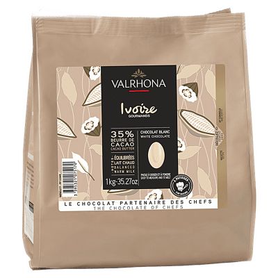Valrhona Ivoire 35 % suklaanappi, 1 kg | Alk. 56,00 €