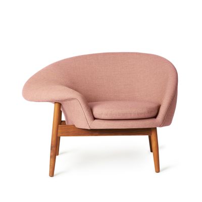 Warm Nordic Fried Egg -nojatuoli Kangas canvas 614 pale rose, öljytyt tiikkijalat | Alk. 3 663,00 €