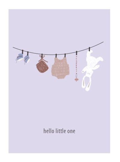Xeraliving Hello Little One vauvakortti vaalea lila | Alk. 0,90 €
